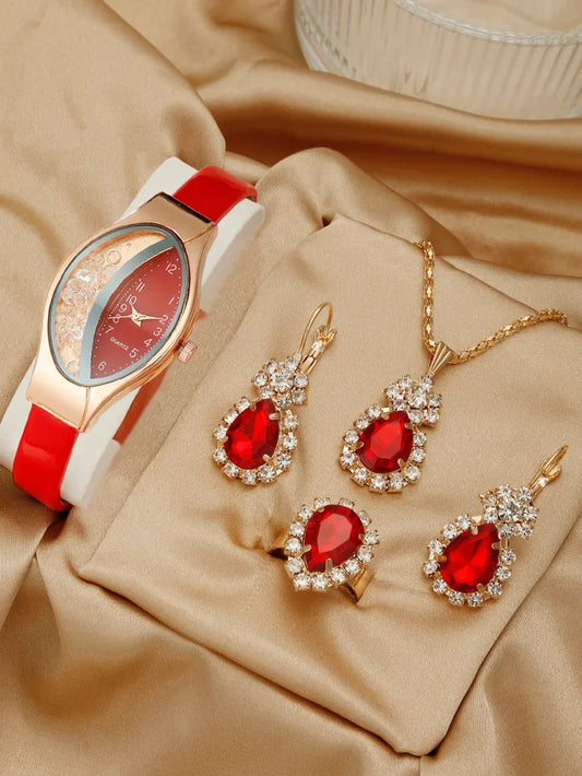 5pcs Women's Watch Set with Bracelet, Perfect for Fashion Lovers